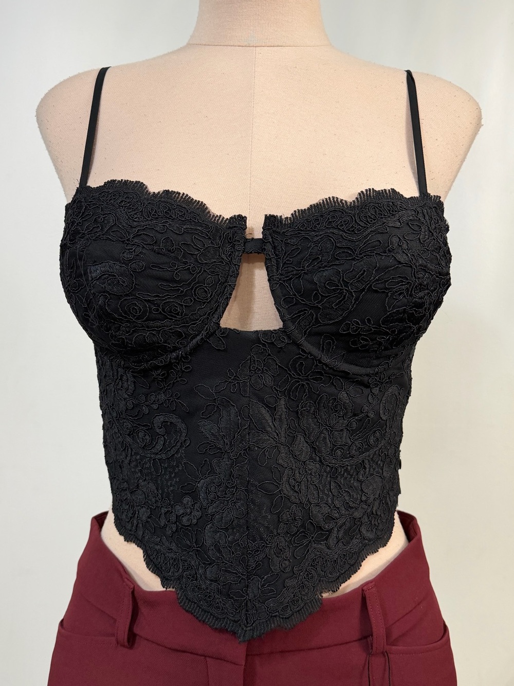 Express Black Lace Bustier Crop Top size 8